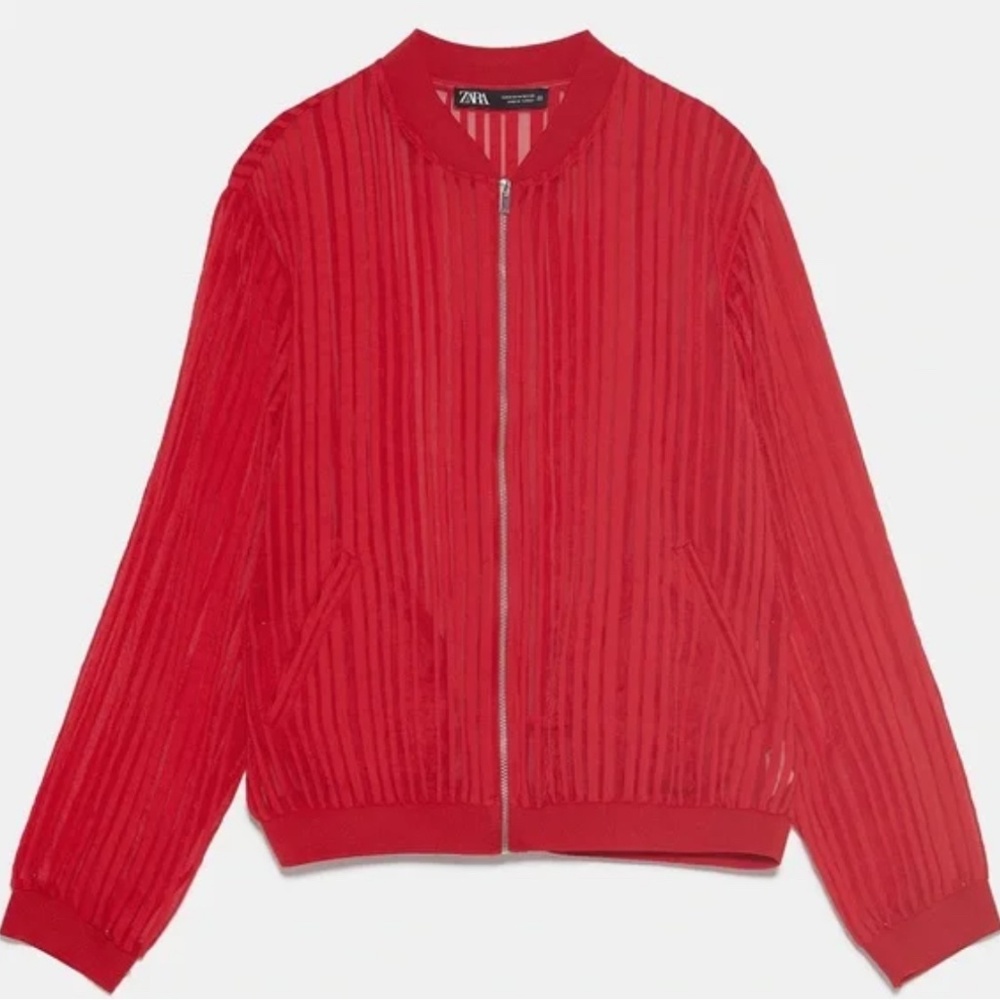 Zara Striped Organza Bomber Jacket - NEW